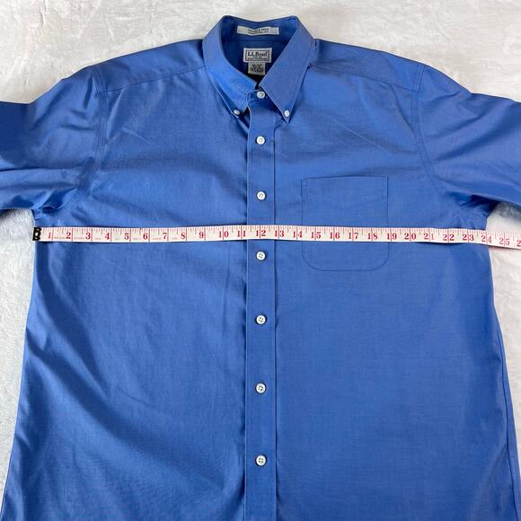 L.L. Bean Blue Wrinkle Free Traditional Fit Men's Button Down Shirt Size 16.5-32 - Picture 5 of 6